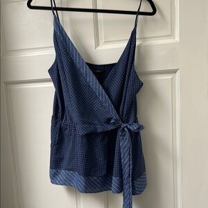 Navy Blue Polka Dot Wrap Top